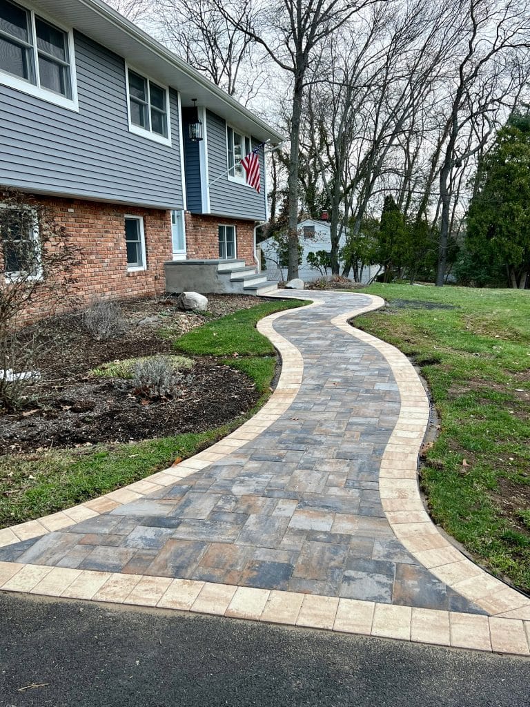 stone walkway for front of home done by Tribeca Masonry